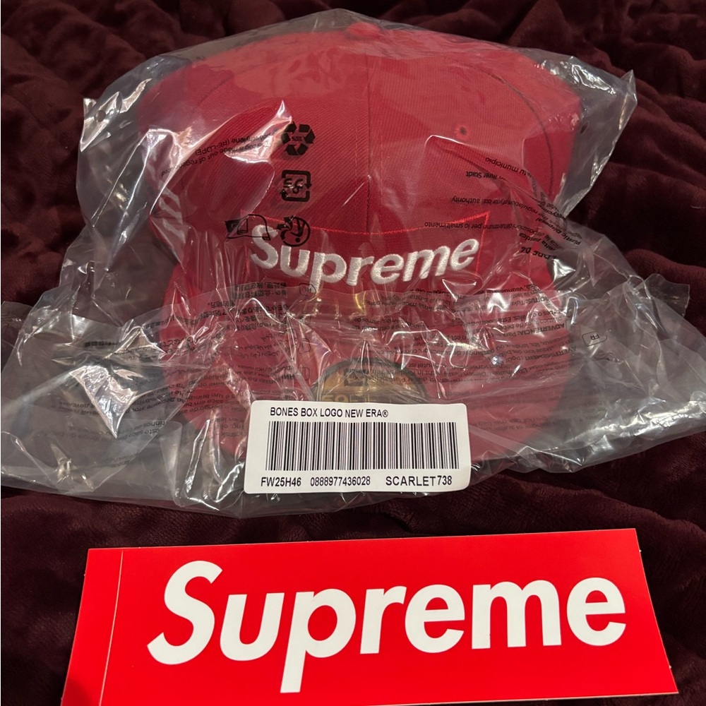 Supreme Red and white Cap with bones Embroidery